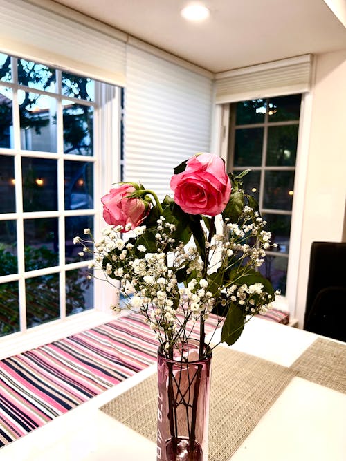 Gratis lagerfoto af hus, lyskæde, roser