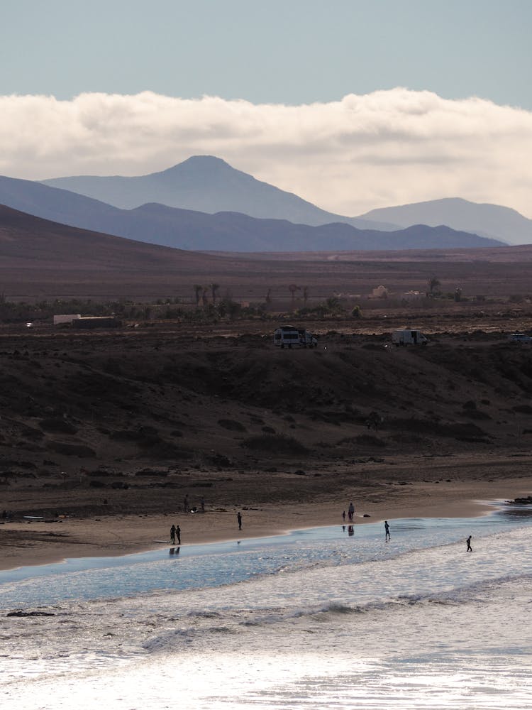 Plains And Mountains Near Sea Shore