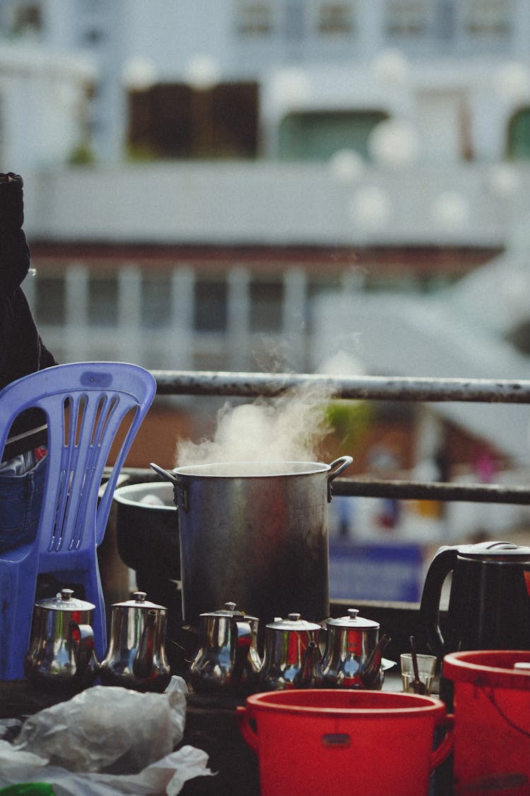 Steam Over Metal Pot