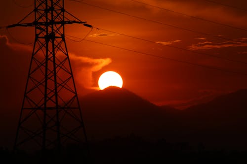 Silhouette of Transmission Tower