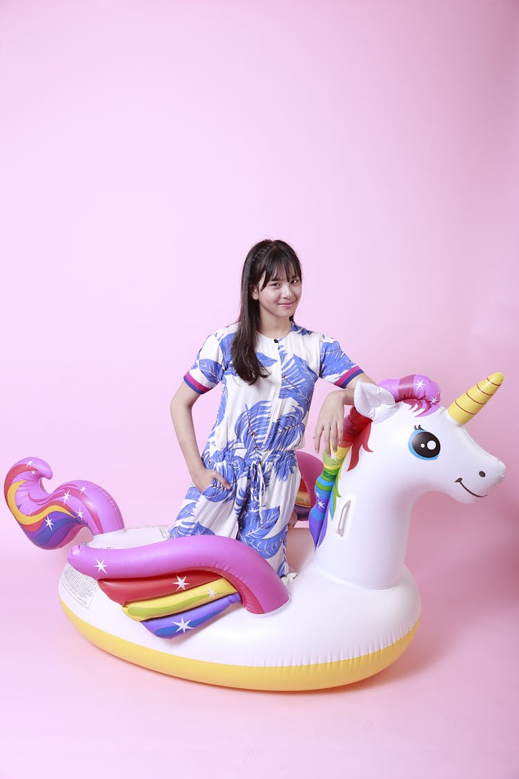 Woman On A Unicorn Inflatable Floater