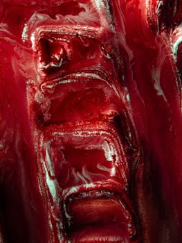 Close-up of a vibrant red abstract texture suitable for phone wallpapers and art displays.