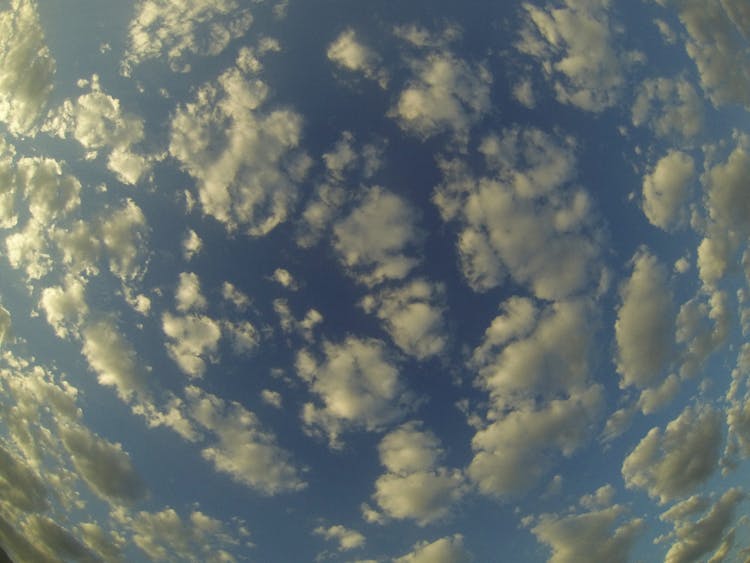 Fisheye Distorted Image Of Sky With Clouds