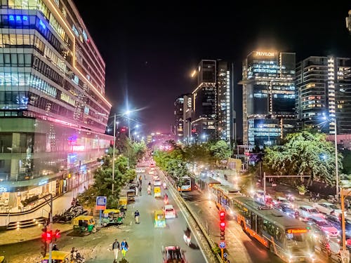 Gratis stockfoto met nachtlichtje, snelweg, stad 's nachts