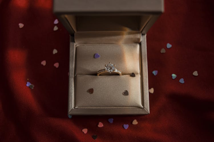 
A Close-Up Shot Of A Ring In A Box