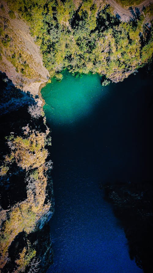 Free aerial shot of lake Stock Photo