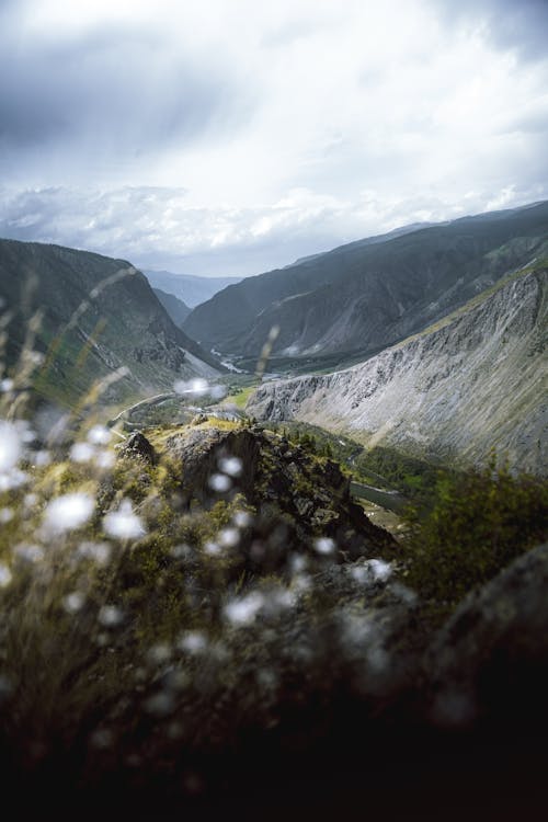 
A View of a Valley under a Cloudy Sky