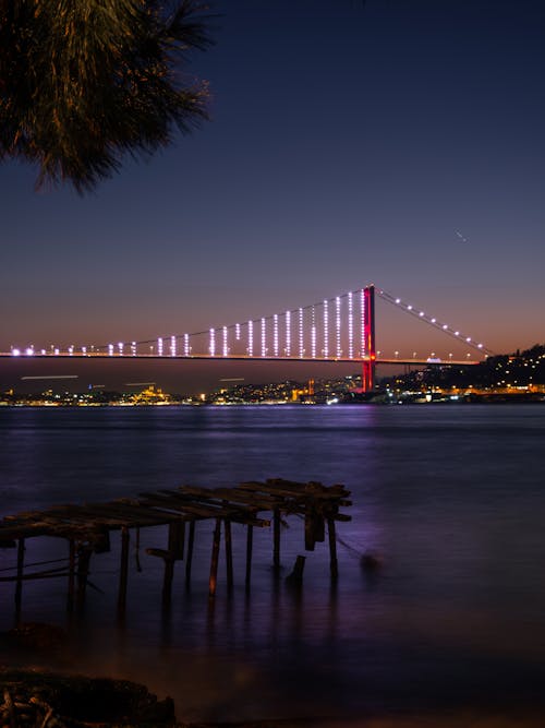 Illuminated Bridge during Night Time