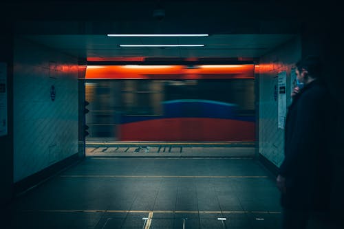 
A Train Passing By the Train Station