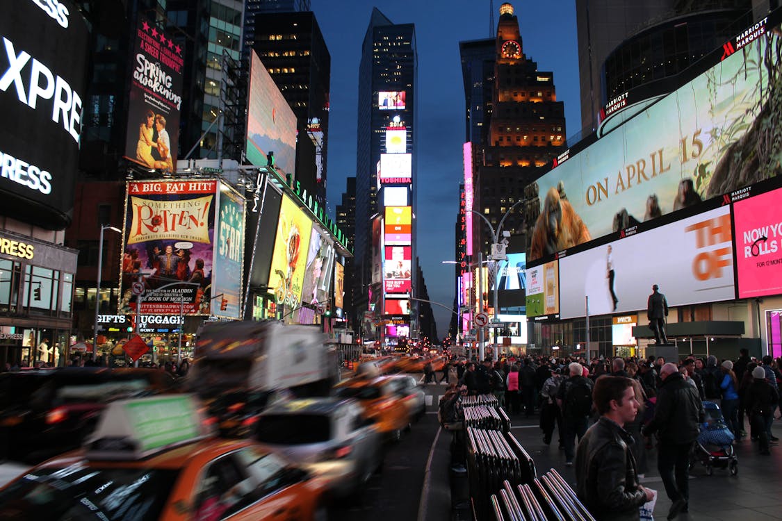 Photo by Owen Barker from Pexels: https://www.pexels.com/photo/new-york-times-square-1118341/