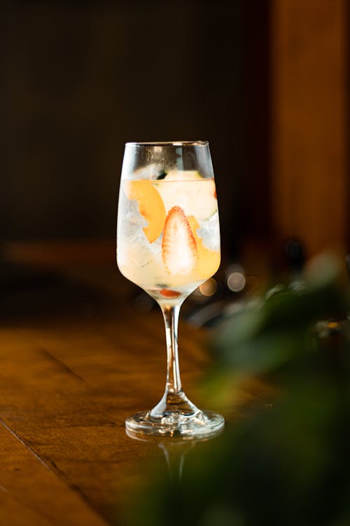 Cocktail Drink on Brown Wooden Table