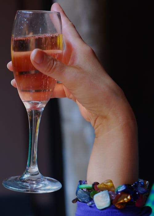 Free stock photo of elegant hand, pink champagne