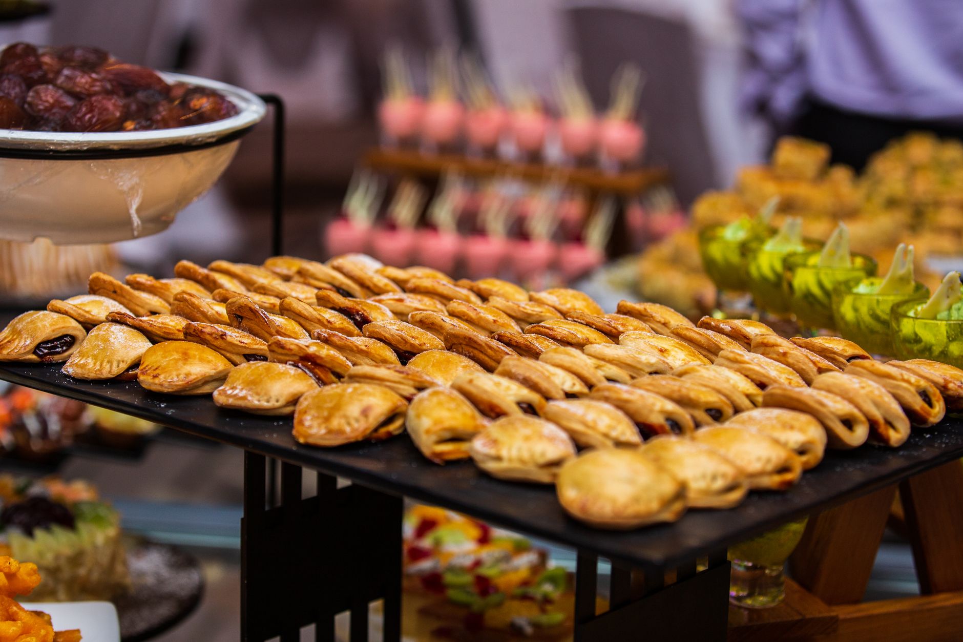 A tempting array of pastries on display at a food bazaar in Dhaka, Bangladesh.