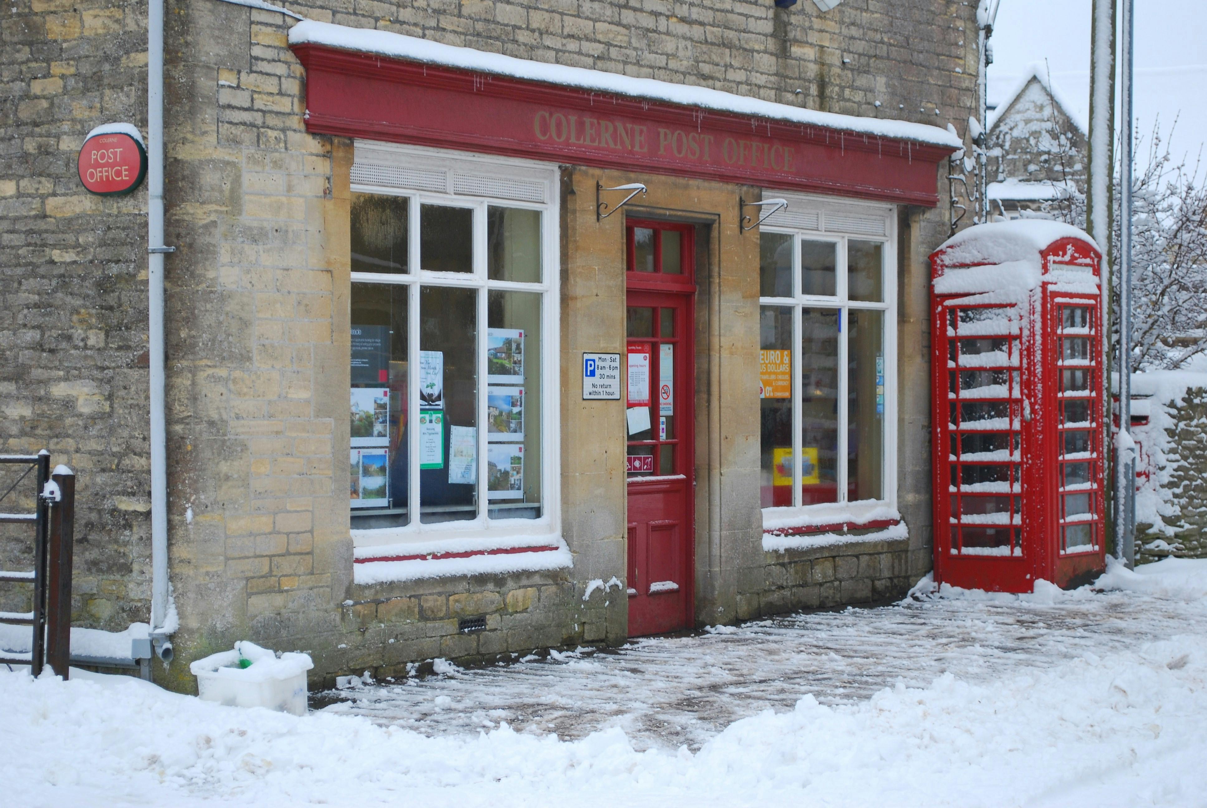 Free stock photo of post office shop front snow Stock Image