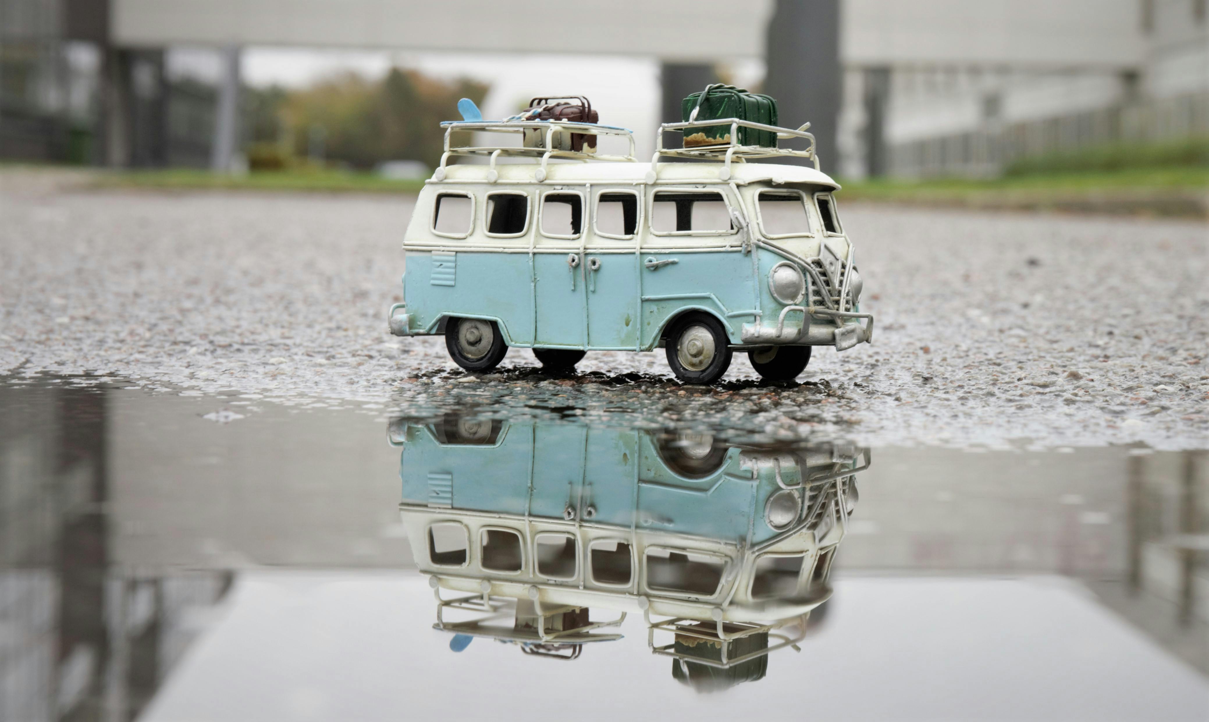 Free stock photo of blue, mirror image, toy car
