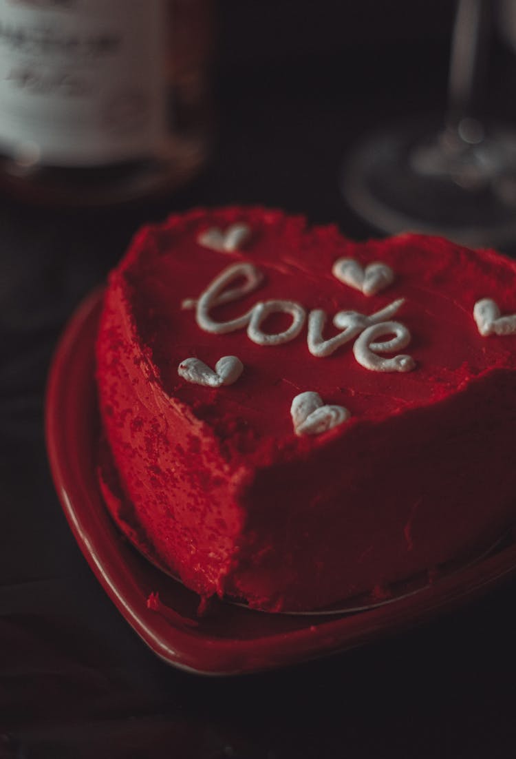 
Red And White Heart Shaped Cake