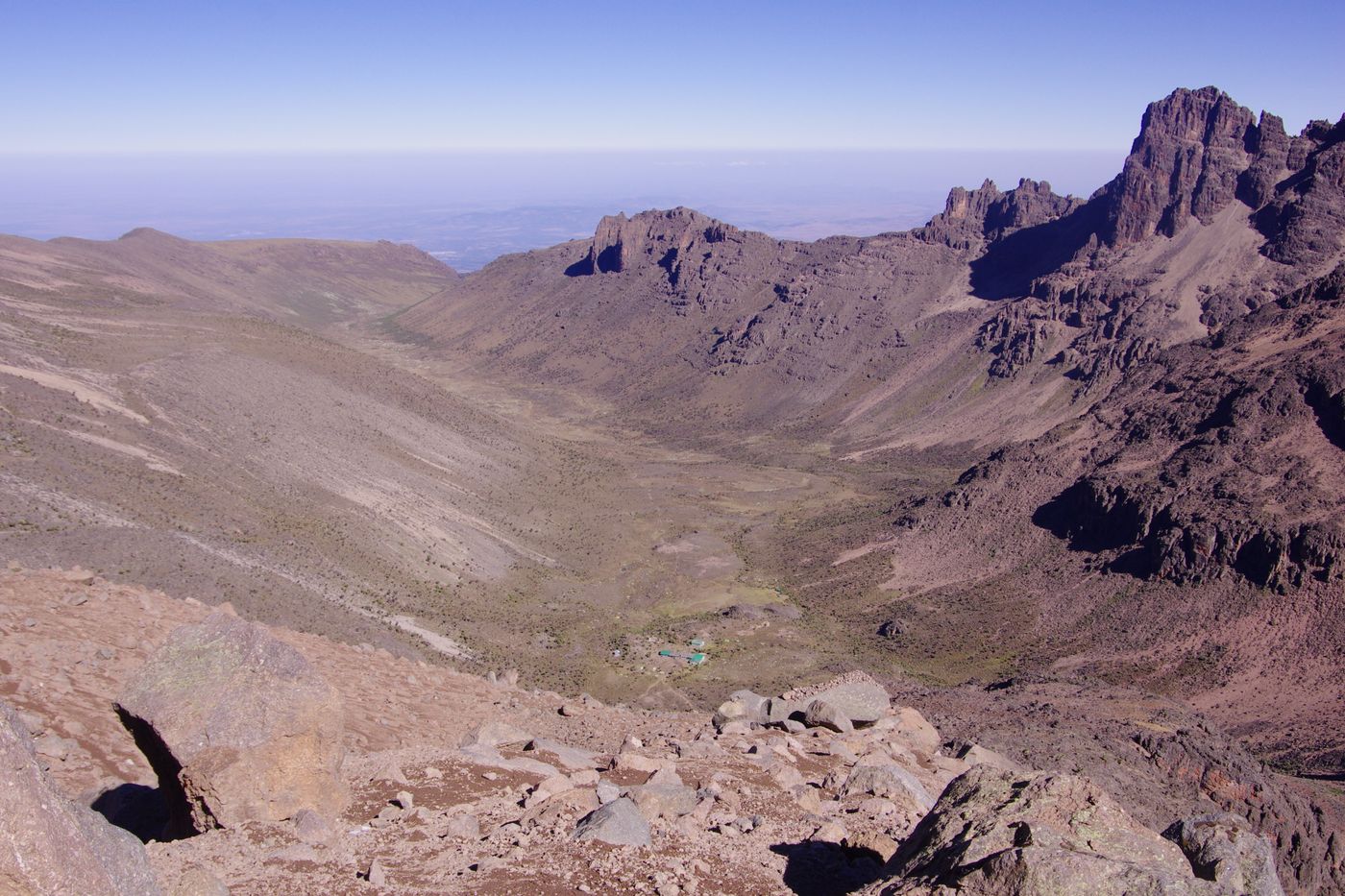 Aerial view of Mount Kenya's rocky landscape