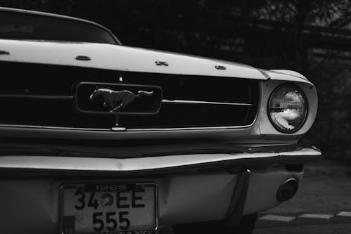 Grayscale Photo of a Car