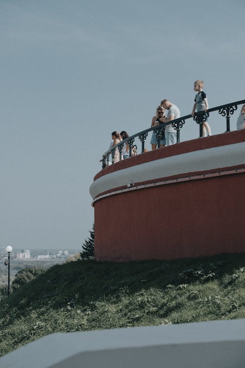 Free People Standing on the Viewing Deck Stock Photo