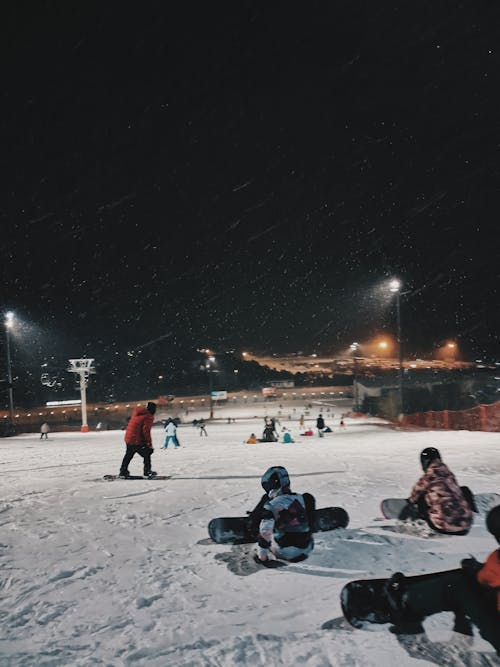 Základová fotografie zdarma na téma extrémní sport, jízda na snowboardu, noc