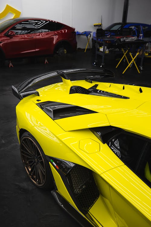 Yellow Car in Close Up Photography