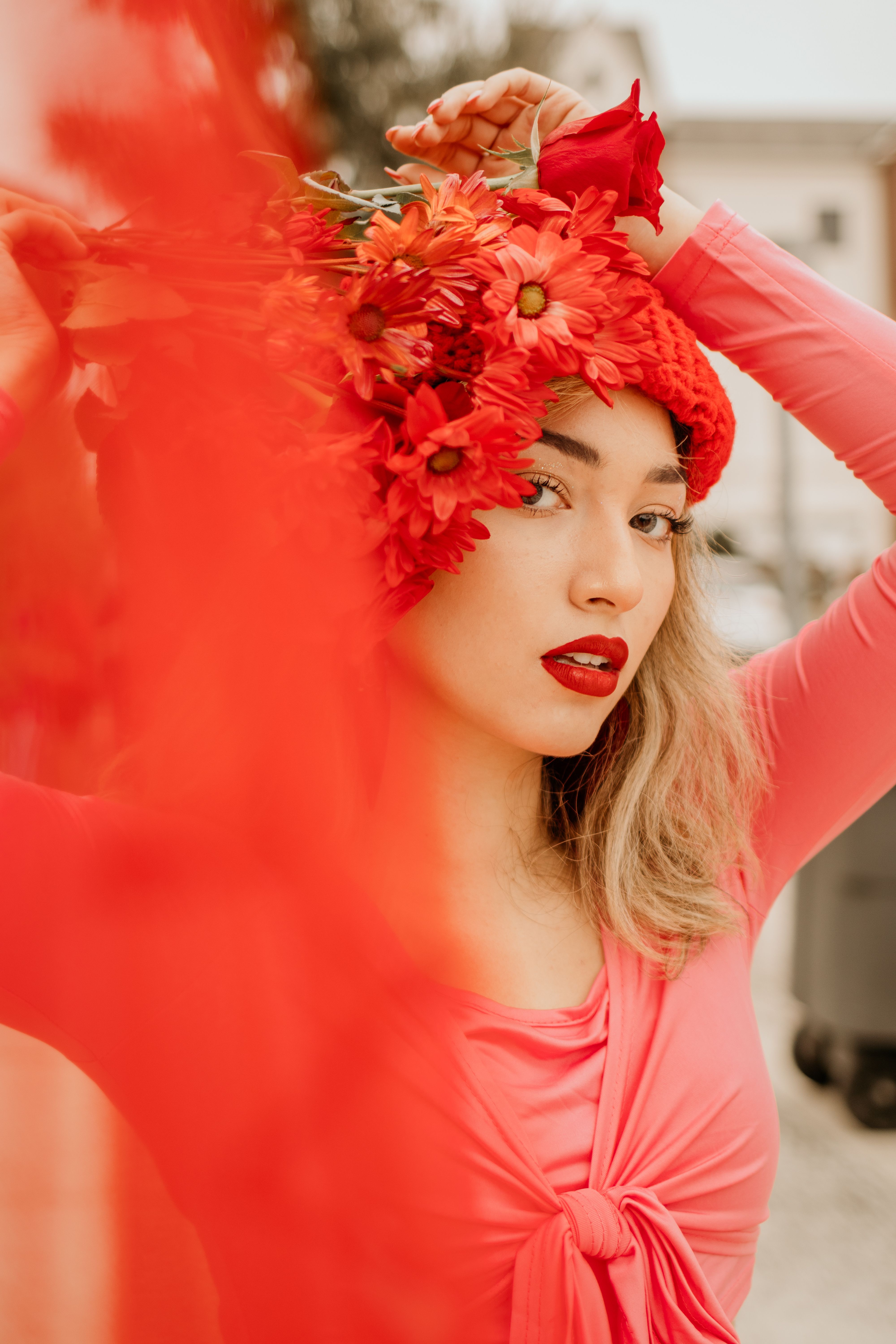 A Woman in Pink Long Sleeve Dress · Free Stock Photo