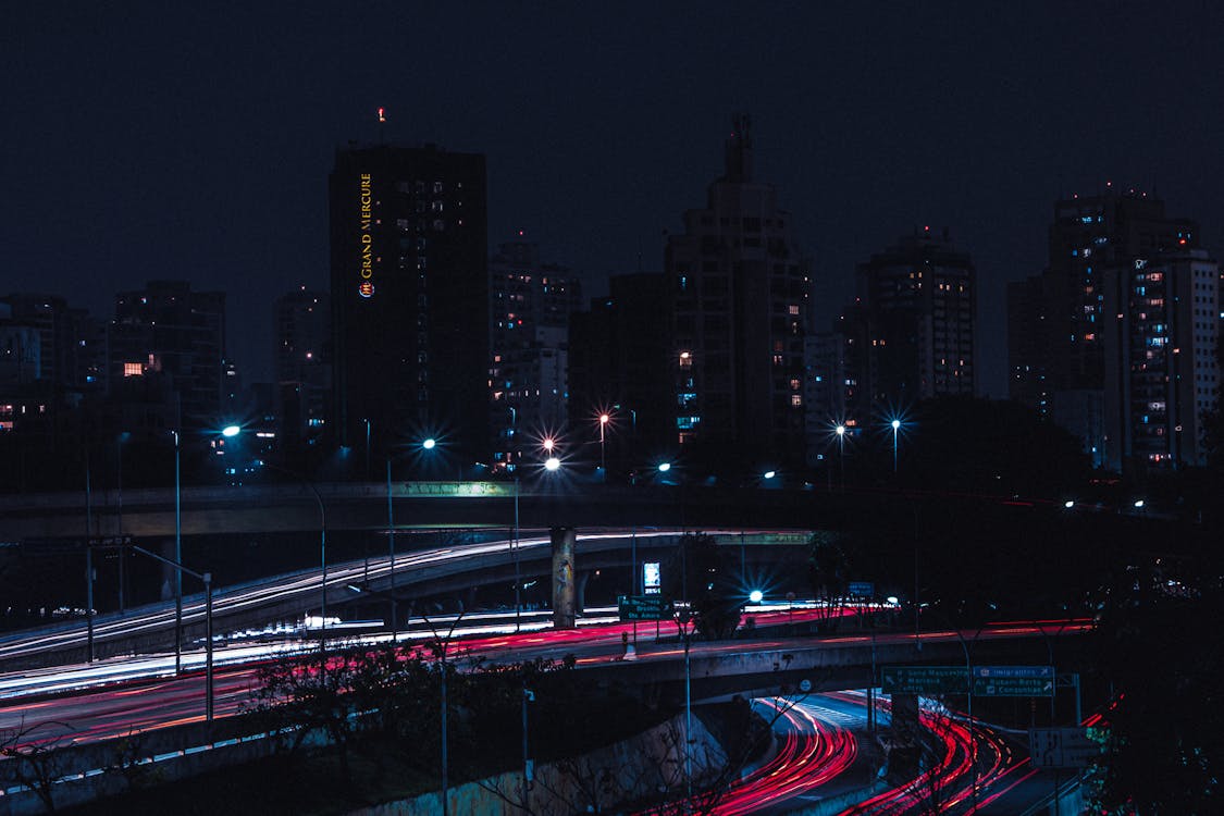 Light Trails on the Road During Night Time · Free Stock Photo
