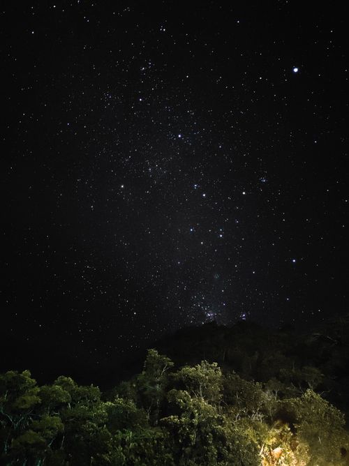 Starlit Night Sky Over Serene Rural Road · Free Stock Photo