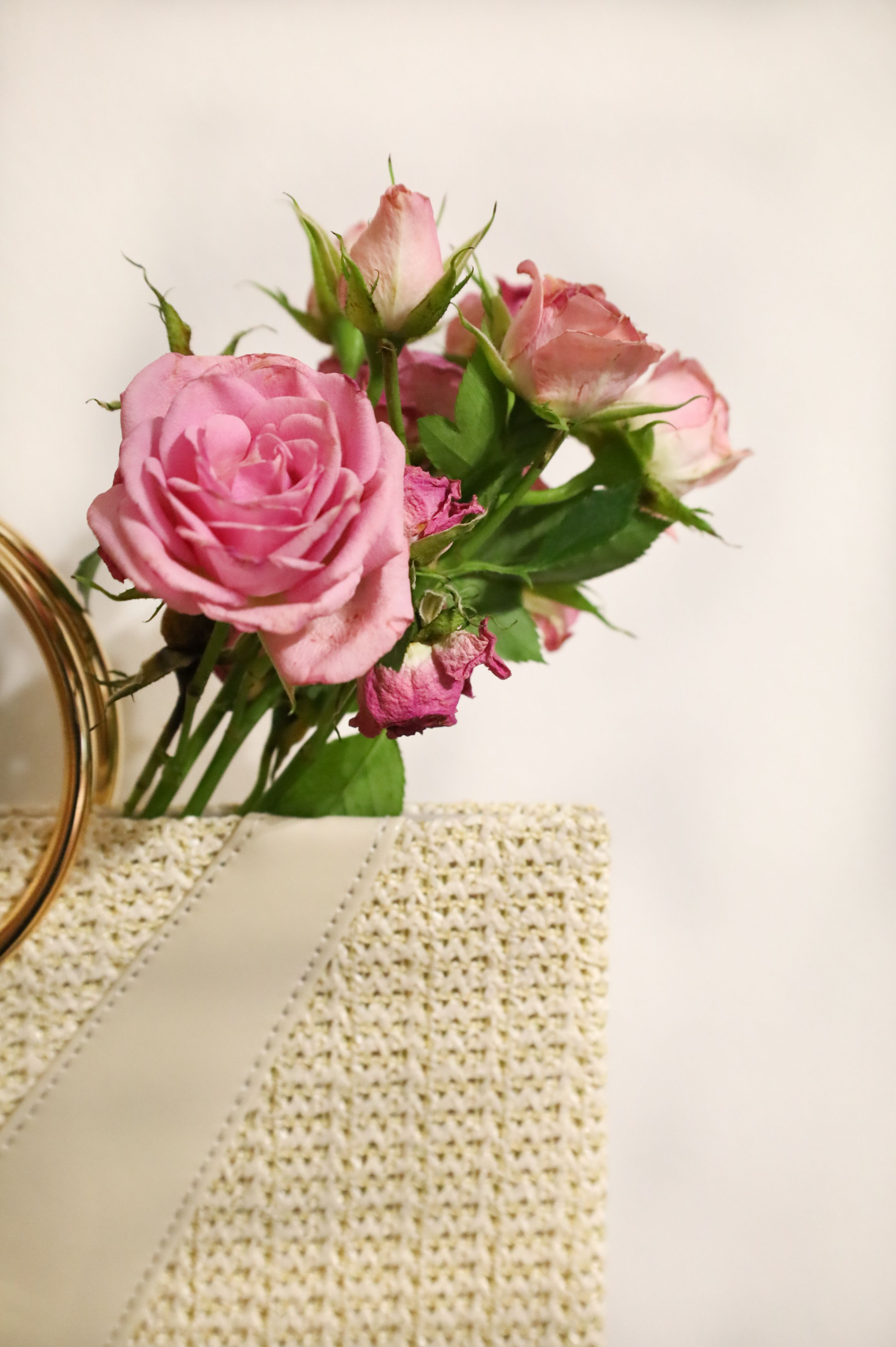 Thoughtfully arranged pink everyday essentials