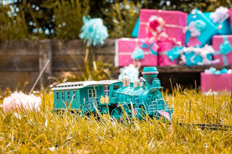 Teal Train Toy