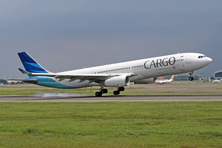 White Airplane Landing On Runway