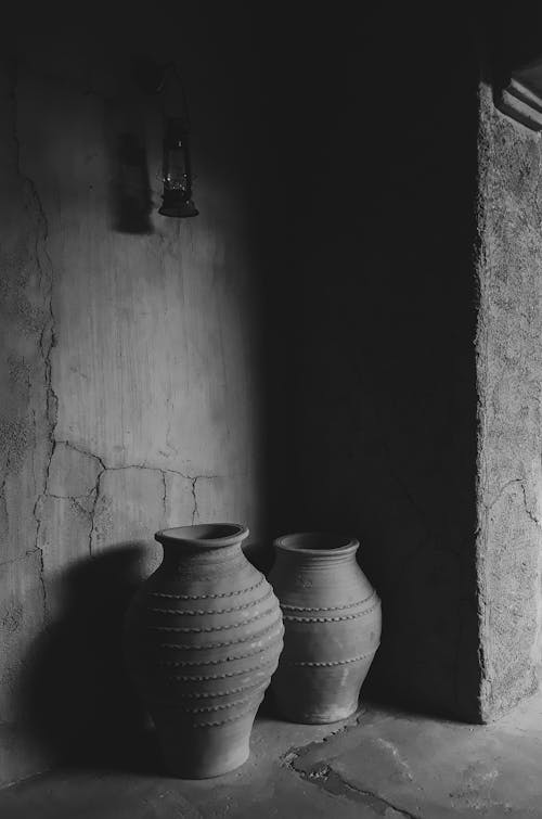 Foto d'estoc gratuïta de blanc i negre, cassoles, escala de grisos