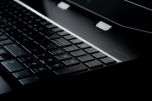 Close Up Shot of Black Laptop Keyboard