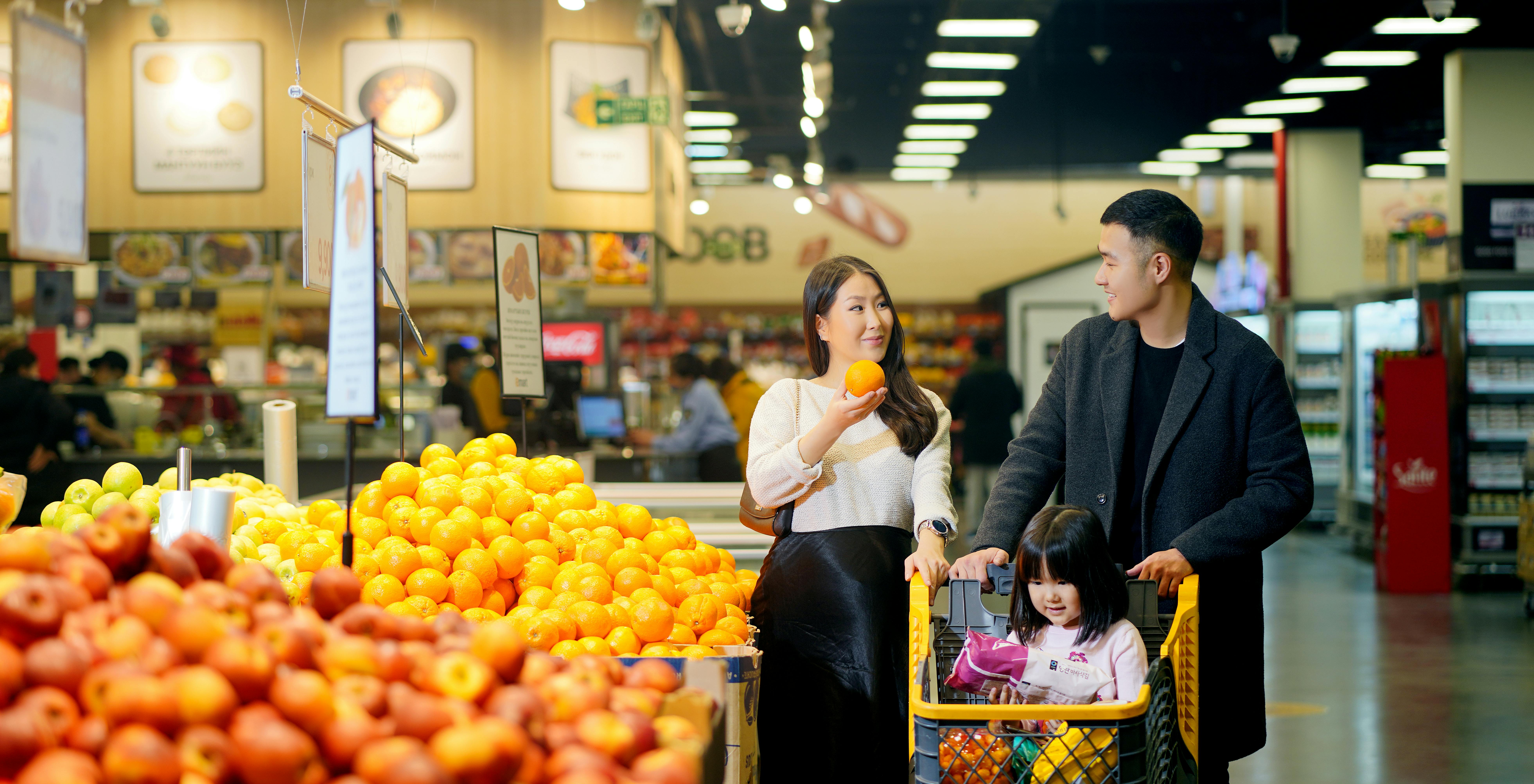 a family shopping in the supermarket