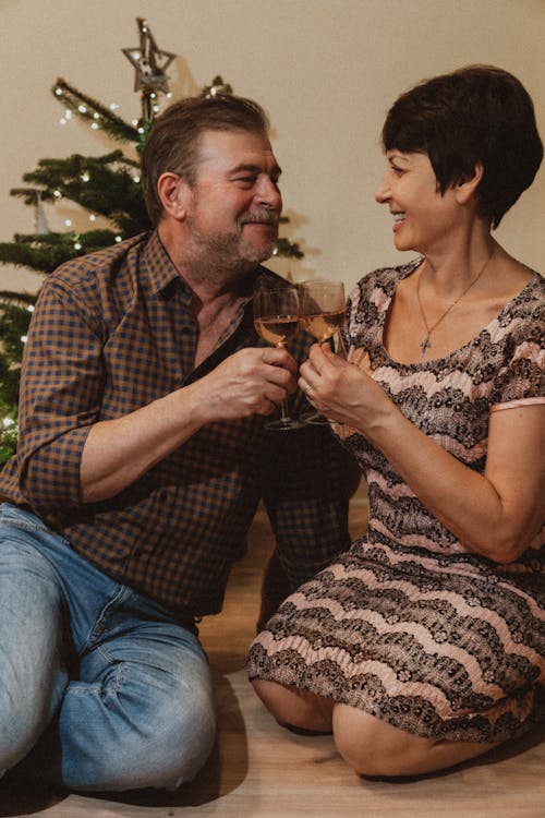 Couple Having Drinks on Christmas 