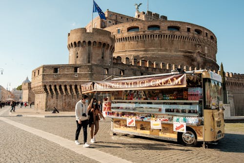 People Walking Near Food Truck