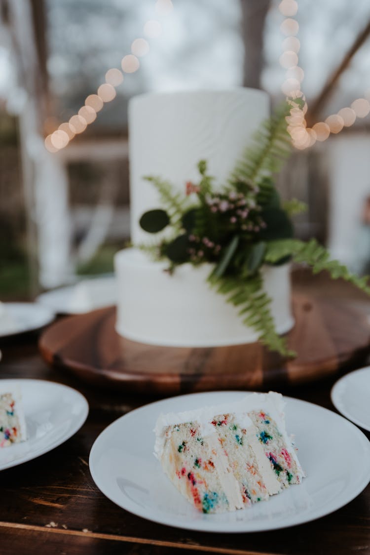 Slice Of Wedding Cake On A Plate