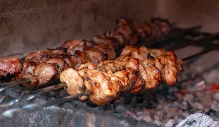 Close Up Of Meat On Barbecue