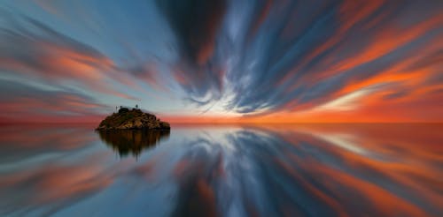 Foto Der Insel Während Der Goldenen Stunde