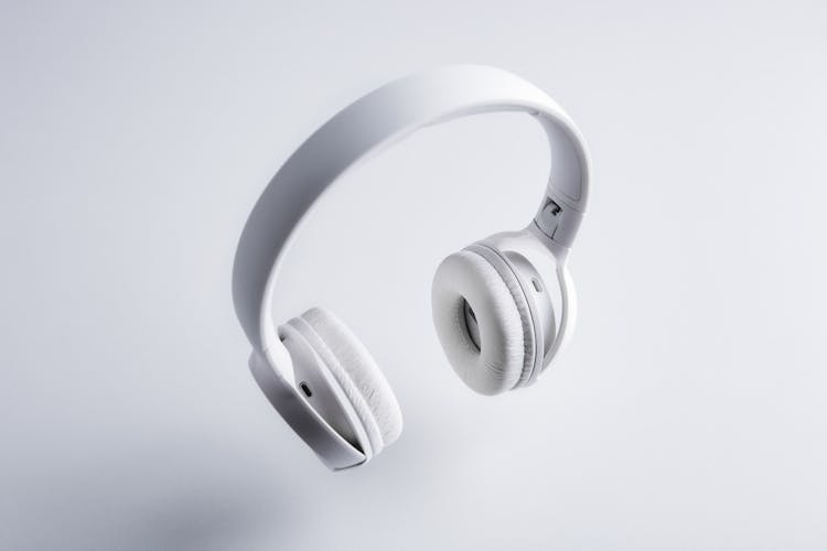 Set Of White Wireless Headphones