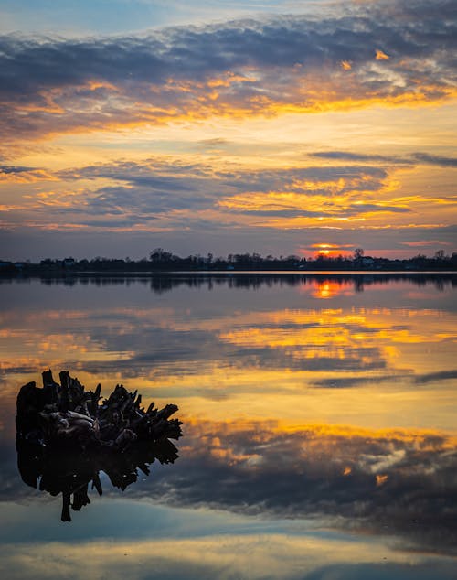 Clouds over Lake at Sunset