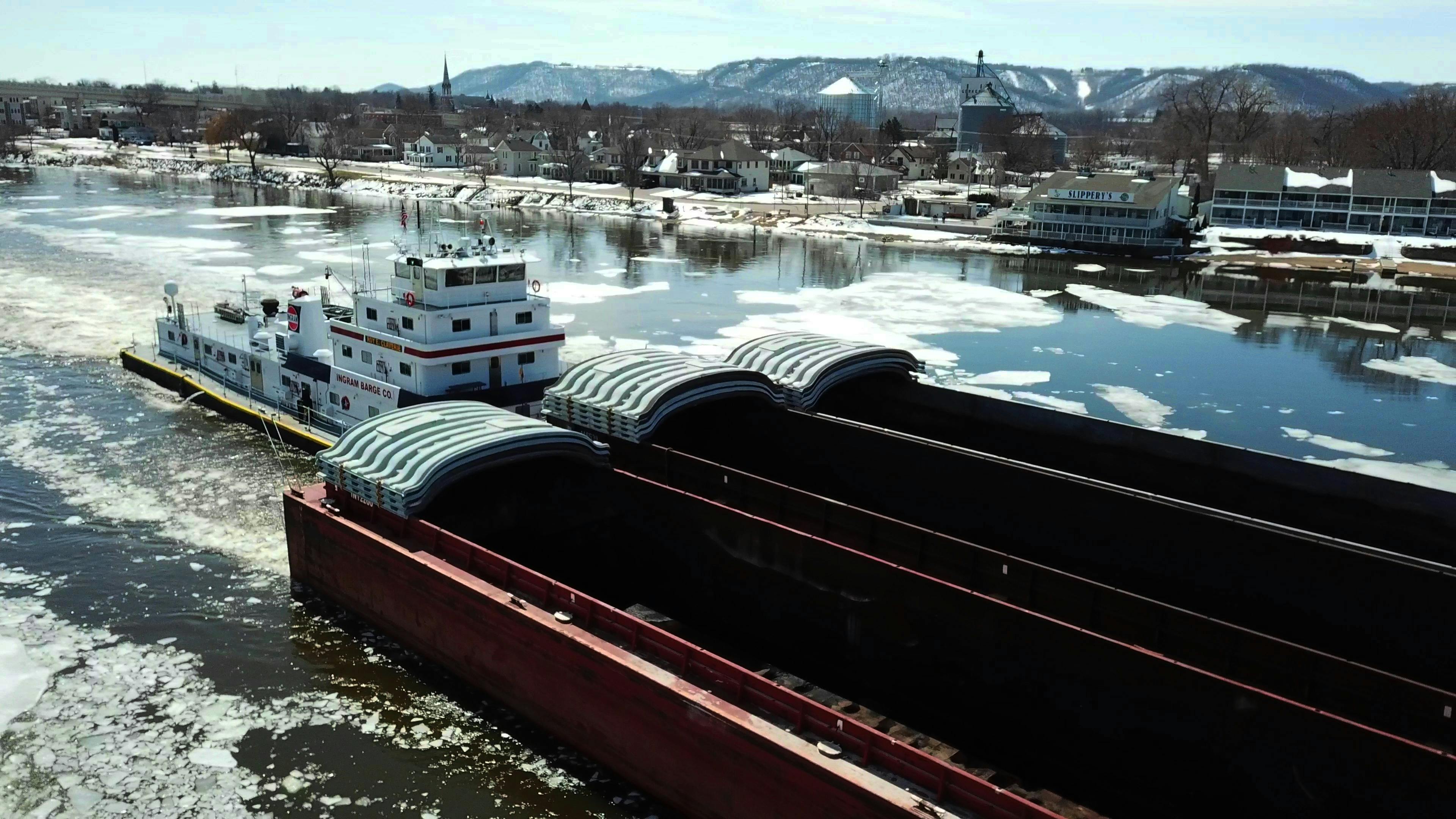 Free stock photo of barge, bridge, drone