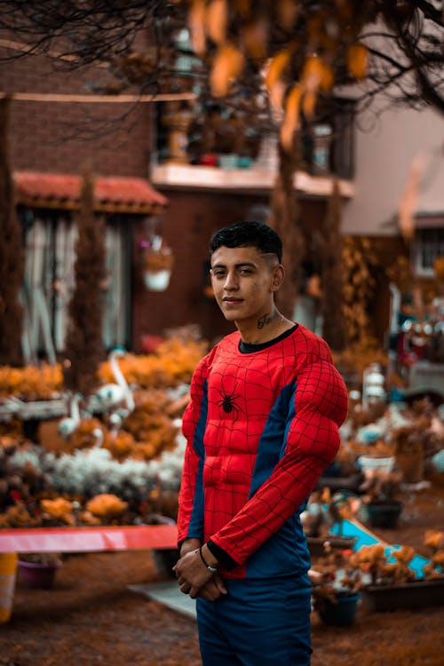 Free Photo of a Man Wearing a Spiderman Cosplay Stock Photo