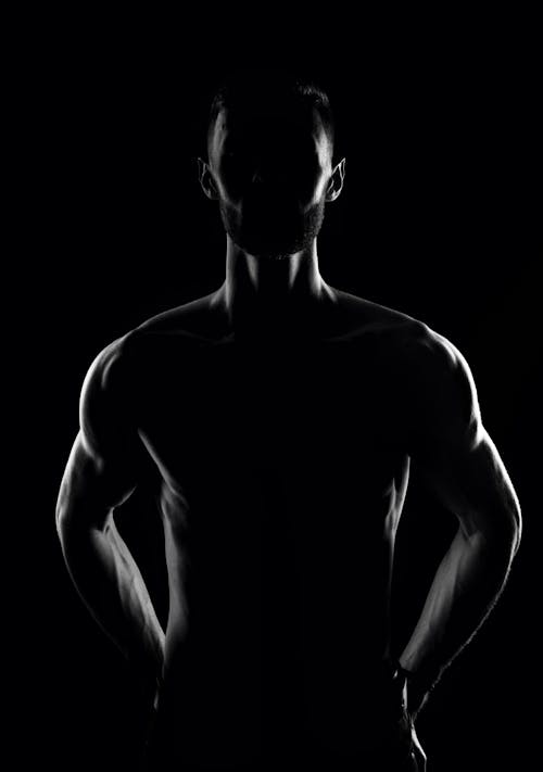 Free Black and White Photo of a Shirtless Man Stock Photo