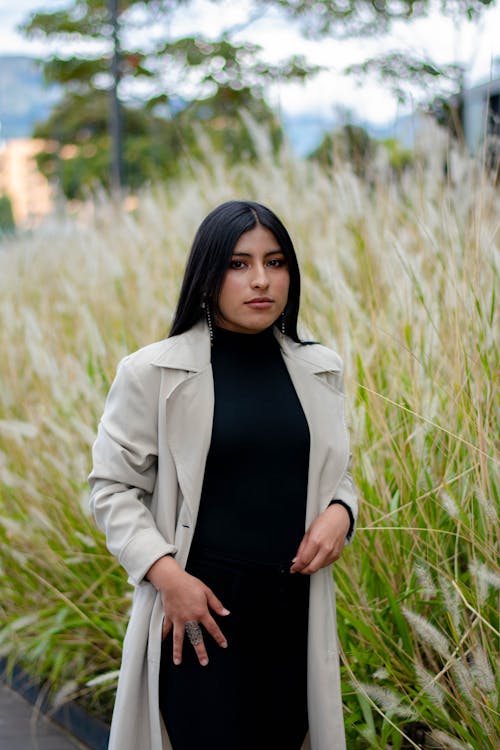 Brunette Woman Wearing Coat