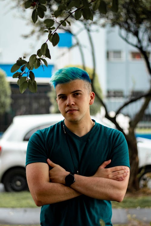 Free A Man With a Blue Hair Stock Photo