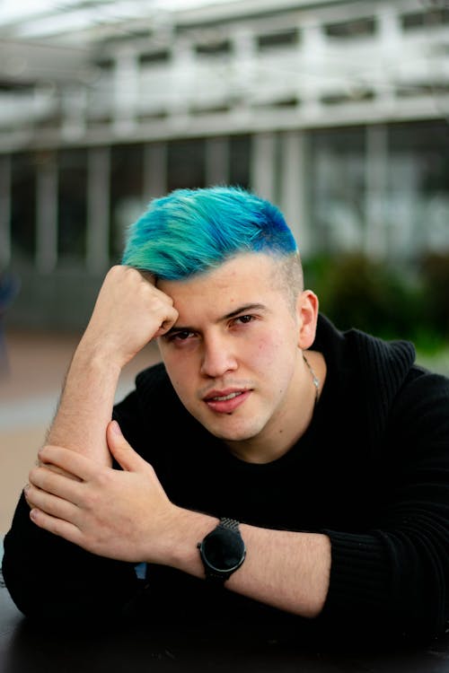 Young Man with Blue Hair