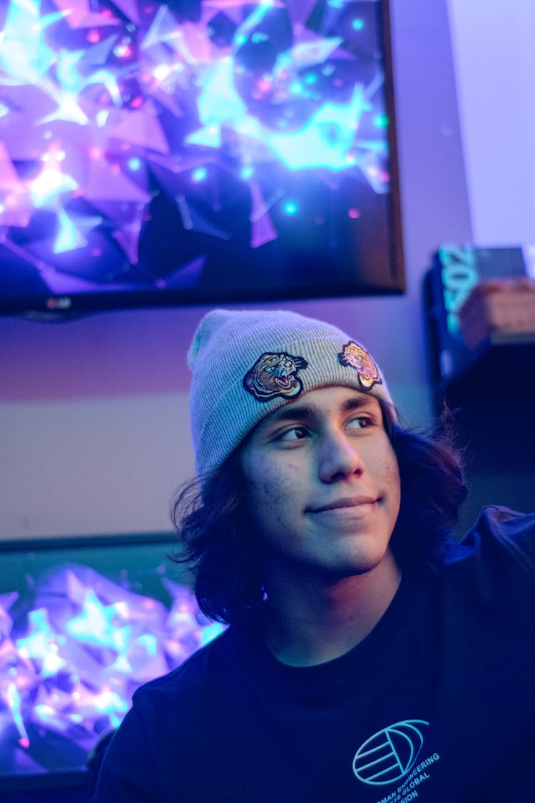 Teenager Boy In Hat Indoors