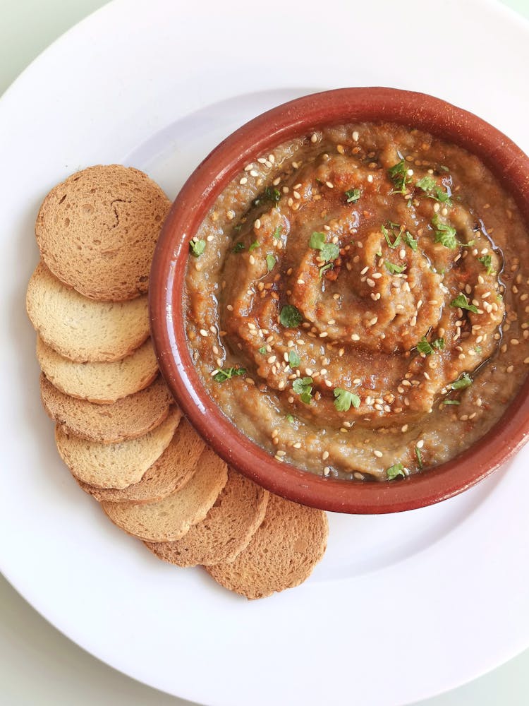 A Baba Ghanoush On A Plate