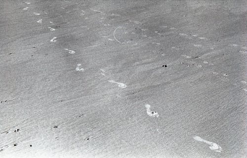 Free Grayscale Photo of Footprints on Sand  Stock Photo